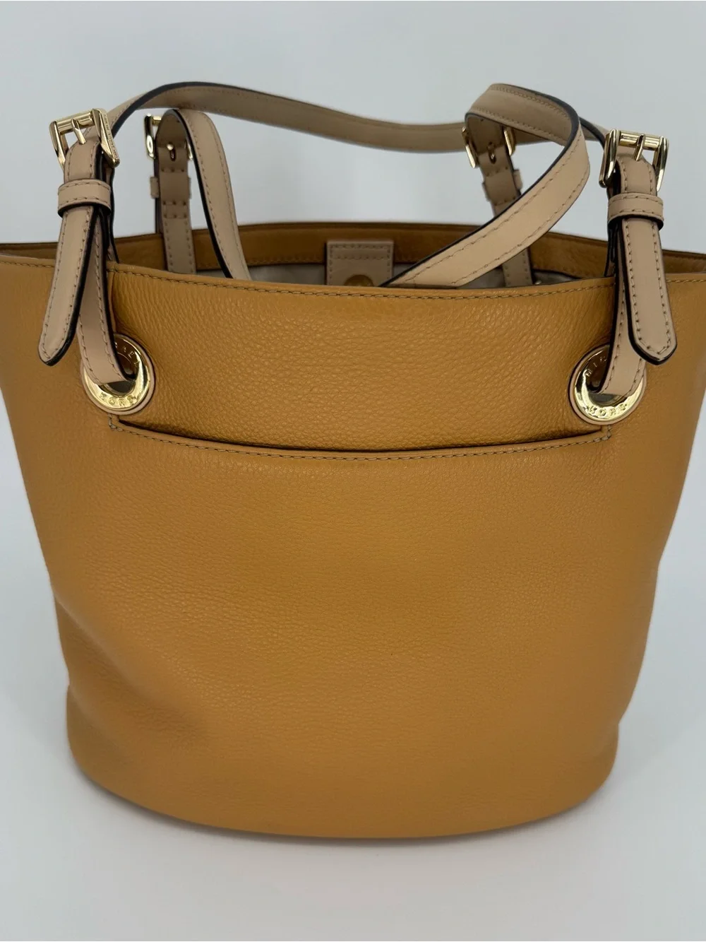 Michael Kors Caramel/Tan Pebbled Leather Tote with MK Charm